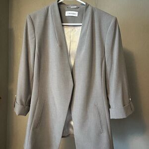 Calvin Klein Women's Gray Open-Front Blazer
